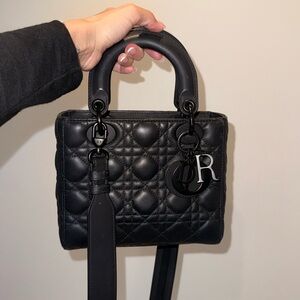 Authentic Ultra Matte Calfskin Cannage Small My ABCDior Lady Dior Black